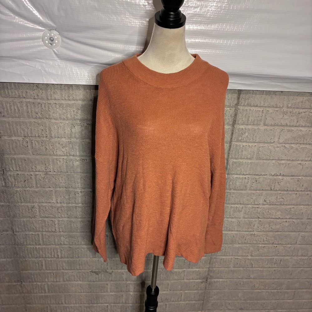 FP Beach Free People Oversized Knit Sweater Burnt Orange Drop Shoulder Small